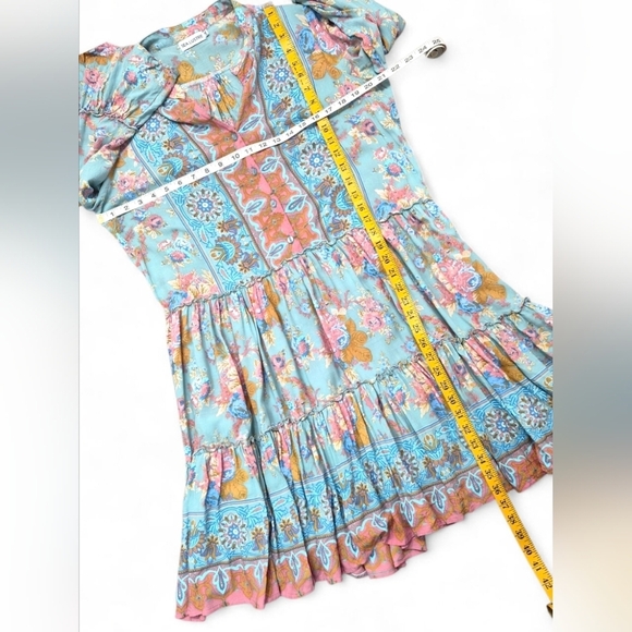 Coastal Boho Penny Swing Dress L/XL Flowy Tiered, Pockets - Picture 5 of 7